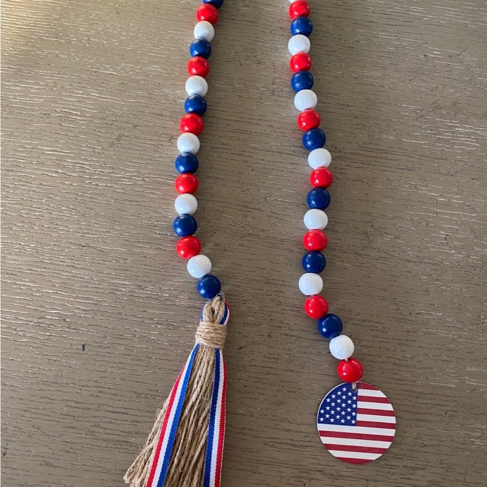1pc 4TH Of July Decorations, Wooden Patriotic Bead Garland Decor
